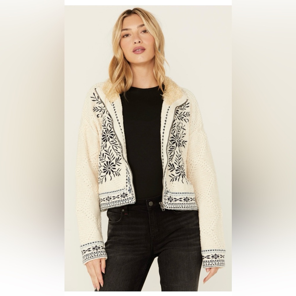 Free People Women's Floral Print Embroidered True Cardigan in XS